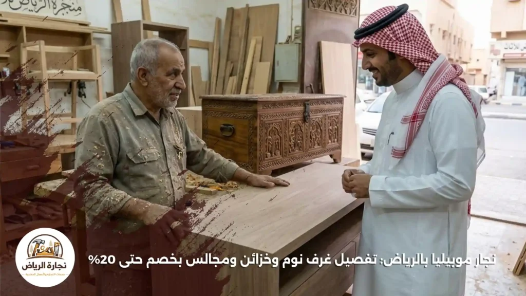 نجار موبيليا بالرياض: تفصيل غرف نوم وخزائن ومجالس بخصم 20%